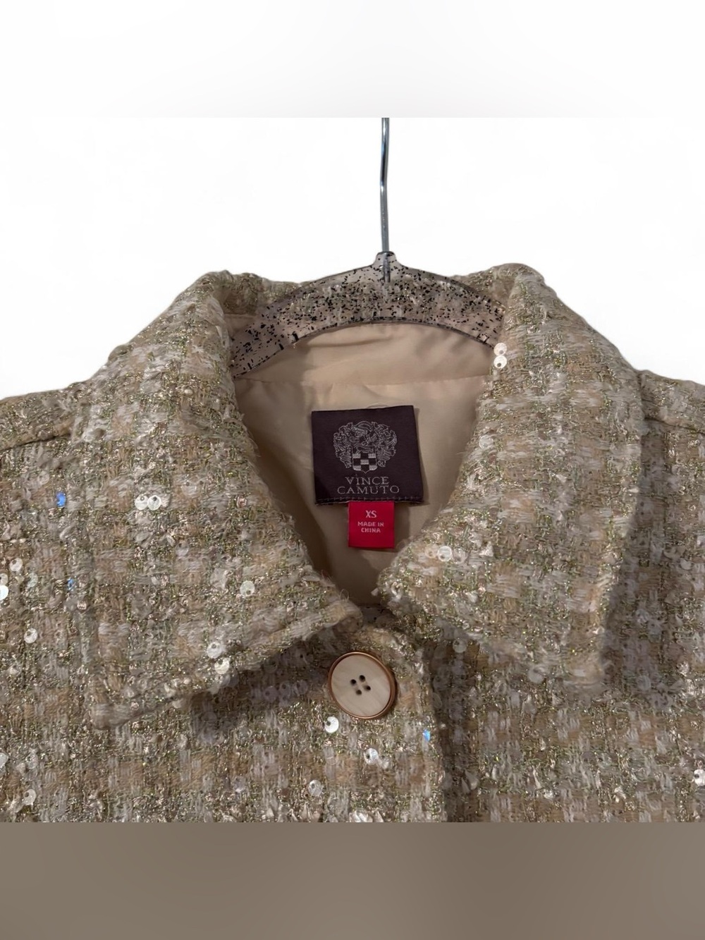 NWT Vince Camuto Gold Tweed Jacket - Picture 4 of 6
